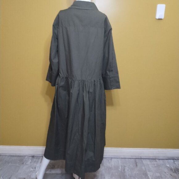 NWT Maye Susie Lng Slv Button Down Cotton Smock Midi Shirt Dress XL Boho Cottage - Picture 4 of 8